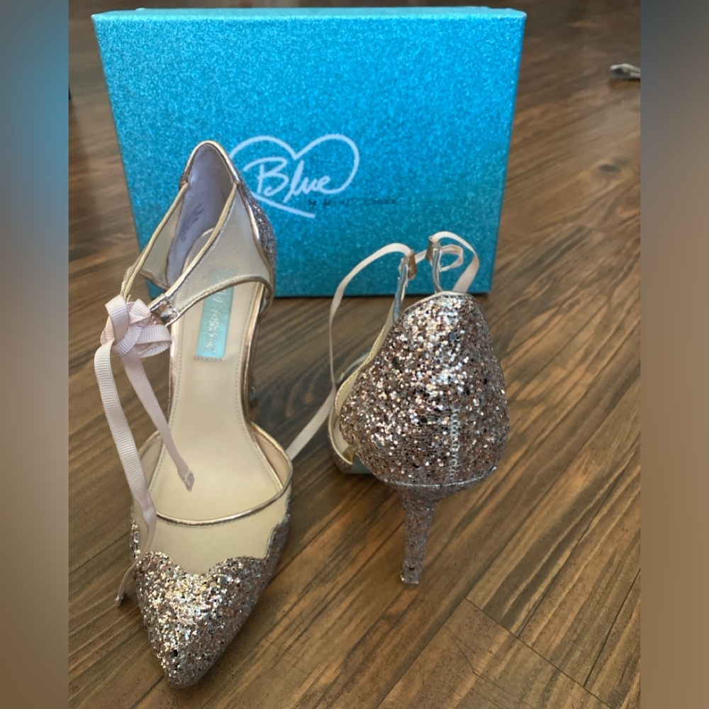 Blue by Betsy Johnson, SB Stela Champagne Glitter Pumps - Picture 8 of 10